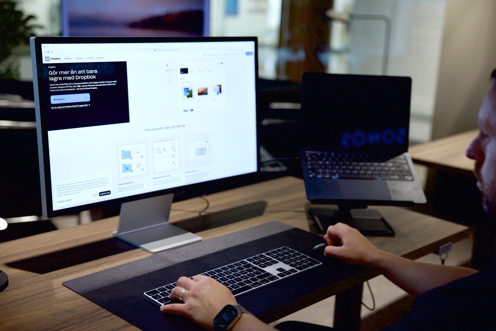 Dropbox på en Mac i Attimos företagsbutik i Karlstad