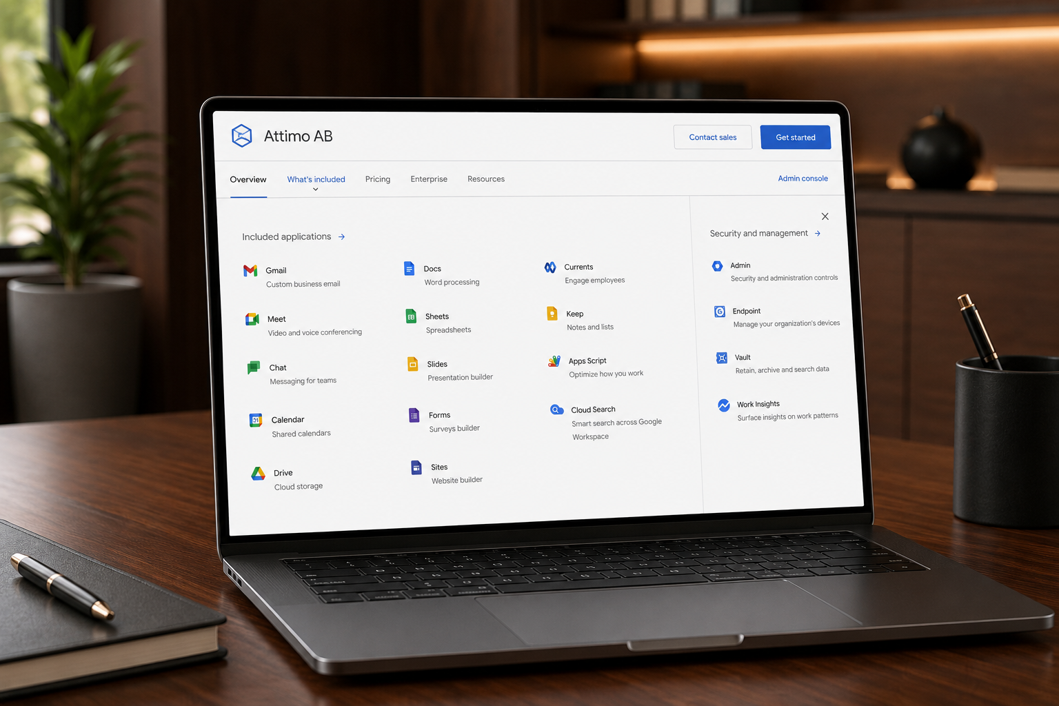 Team som samarbetar i Google Workspace på Mac och iPhone