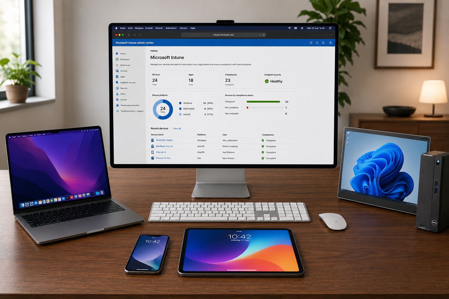Microsoft Intune i en hybridmiljö med Apple och Windows